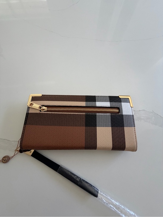 Handbags - Classic Plaid Zip-Around Wallet - Brown
